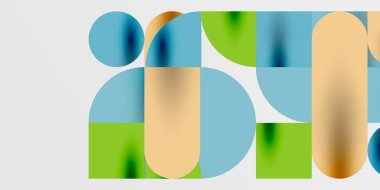 Daireler, yarı daireler, kareler ve yuvarlak şekiller mozaik tekno sanat eserleri. Duvar Kağıdı, Sancak, Arkaplan, Kart, Kitap İllüstrasyonu, İniş Sayfası