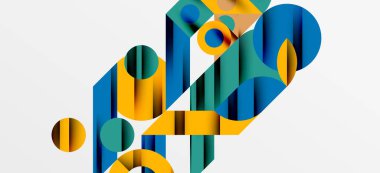 Geometrik neo desenler. Kapaklar, afişler, el ilanları ve posterler ve diğer şablonlar için soyut arkaplan