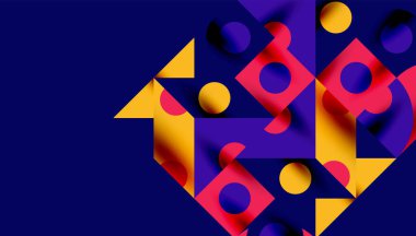 Renkli üçgenler kare geometrik tasarımı daire içine alır. Duvar kağıdı, afiş, arkaplan, kart, kitap illüstrasyonu, iniş sayfası için soyut arkaplan