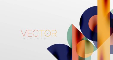 Daireler ve gölgeler. Renkli yuvarlak elementler, üçgenler, yarı daireler ve diğer şekiller. Duvar Kağıdı, Sancak, Arkaplan, Kart, Kitap İllüstrasyonu, İniş Sayfası