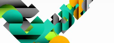 Soyut arkaplan. Siyah gölge çizgileri efektli renkli geometrik eğriler