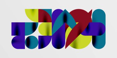 Daireler, yarı daireler, kareler ve yuvarlak şekiller mozaik tekno sanat eserleri. Duvar Kağıdı, Sancak, Arkaplan, Kart, Kitap İllüstrasyonu, İniş Sayfası