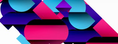 Soyut arkaplan. Siyah gölge çizgileri efektli renkli geometrik eğriler