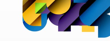 Soyut arkaplan. Siyah gölge çizgileri efektli renkli geometrik eğriler