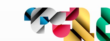 Soyut arkaplan. Siyah gölge çizgileri efektli renkli geometrik eğriler