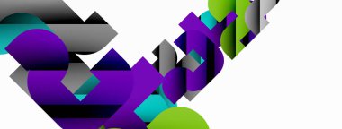 Soyut arkaplan. Siyah gölge çizgileri efektli renkli geometrik eğriler