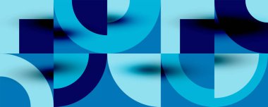 Neo memphis geometrik desenli daireler, kareler. Kapaklar, afişler, el ilanları ve posterler ve diğer şablonlar için pop sanatları soyut arka plan