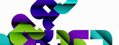 Beyaz üzerinde renkli geometrik şekiller