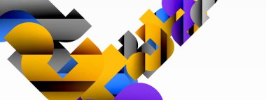 Soyut arkaplan. Siyah gölge çizgileri efektli renkli geometrik eğriler