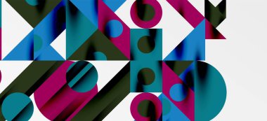 Geometrik neo desenler. Kapaklar, afişler, el ilanları ve posterler ve diğer şablonlar için soyut arkaplan