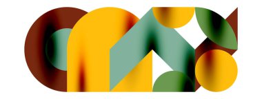 Duvarkağıdı, afiş, arkaplan veya iniş için gölgeli metal renk çemberleri ve diğer geometrik elementler