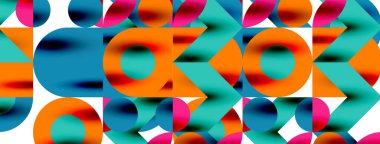 Duvarkağıdı, afiş, arkaplan veya iniş için gölgeli metal renk çemberleri ve diğer geometrik elementler