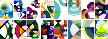 Rengarenk çember geometrik posterler ya da soyut arkaplanlar. Duvar Kağıdı, Sancak, Arkaplan, Kart, Kitap İllüstrasyonu, İniş Sayfası