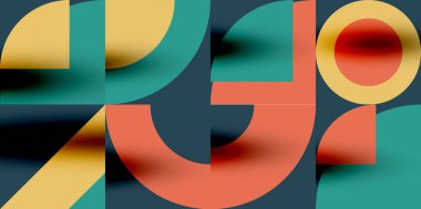Neo memphis geometrik desenli daireler, kareler. Kapaklar, afişler, el ilanları ve posterler ve diğer şablonlar için pop sanatları soyut arka plan