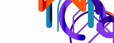 Soyut arkaplan. Çemberler ve renkli yuvarlak çizgiler. Doğrusal geometrik minimal tasarım