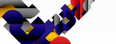 Soyut arkaplan. Siyah gölge çizgileri efektli renkli geometrik eğriler