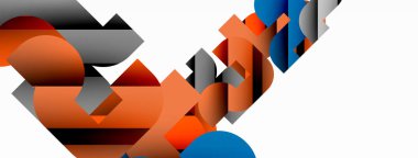 Beyaz üzerinde renkli geometrik şekiller