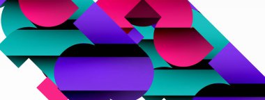 Beyaz üzerinde renkli geometrik şekiller