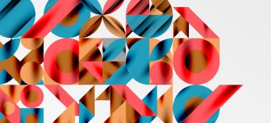 Geometrik neo desenler. Kapaklar, afişler, el ilanları ve posterler ve diğer şablonlar için soyut arkaplan