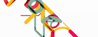 Soyut arkaplan. Çemberler ve renkli yuvarlak çizgiler. Doğrusal geometrik minimal tasarım
