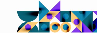 Renkli daireler, çizgiler, oklar, üçgenler ve diğer geometrik şekiller. Duvar Kağıdı, Sancak, Arkaplan, Kart, Kitap İllüstrasyonu, İniş Sayfası
