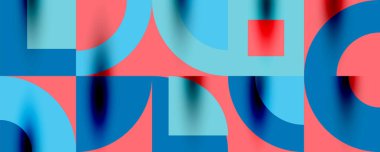 Neo memphis geometrik desenli daireler, kareler. Kapaklar, afişler, el ilanları ve posterler ve diğer şablonlar için pop sanatları soyut arka plan