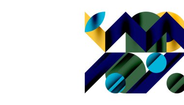 Neo memphis geometrik deseni daireler, kareler ve çizgilerle. Kapaklar, afişler, el ilanları ve posterler ve diğer şablonlar için pop sanatları soyut arka plan