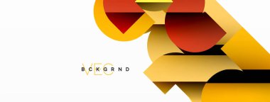 Soyut arkaplan. Siyah gölge çizgileri efektli renkli geometrik eğriler