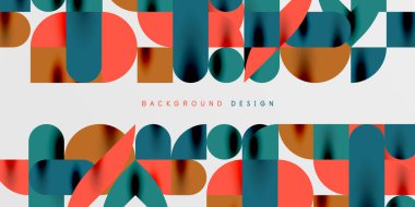 Daireler, yarı daireler, kareler ve yuvarlak şekiller mozaik tekno sanat eserleri. Duvar Kağıdı, Sancak, Arkaplan, Kart, Kitap İllüstrasyonu, İniş Sayfası