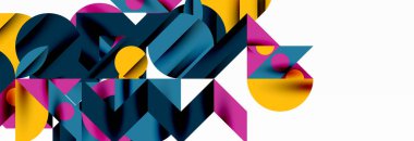 Renkli daireler, çizgiler, oklar, üçgenler ve diğer geometrik şekiller. Duvar Kağıdı, Sancak, Arkaplan, Kart, Kitap İllüstrasyonu, İniş Sayfası