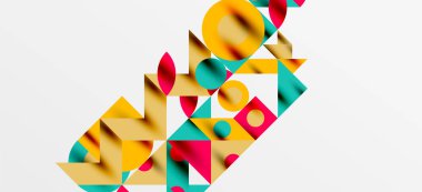 Geometrik neo desenler. Kapaklar, afişler, el ilanları ve posterler ve diğer şablonlar için soyut arkaplan