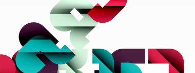 Soyut arkaplan. Siyah gölge çizgileri efektli renkli geometrik eğriler