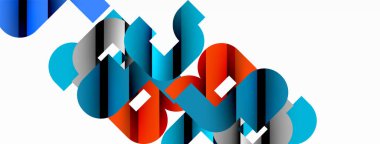 Soyut arkaplan. Siyah gölge çizgileri efektli renkli geometrik eğriler