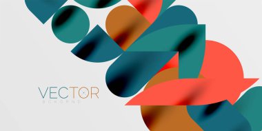 Daireler, yarı daireler, kareler ve yuvarlak şekiller mozaik tekno sanat eserleri. Duvar Kağıdı, Sancak, Arkaplan, Kart, Kitap İllüstrasyonu, İniş Sayfası