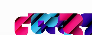 Soyut arkaplan. Siyah gölge çizgileri efektli renkli geometrik eğriler