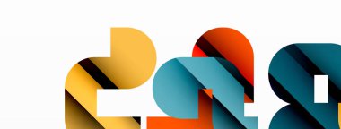 Beyaz üzerinde renkli geometrik şekiller