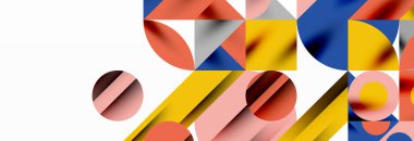 Renkli daireler, çizgiler, oklar, üçgenler ve diğer geometrik şekiller. Duvar Kağıdı, Sancak, Arkaplan, Kart, Kitap İllüstrasyonu, İniş Sayfası