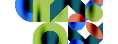 Duvarkağıdı, afiş, arkaplan veya iniş için gölgeli metal renk çemberleri ve diğer geometrik elementler