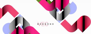 Soyut arkaplan. Siyah gölge çizgileri efektli renkli geometrik eğriler