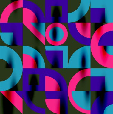 Neo memphis geometrik desenli daireler, kareler. Kapaklar, afişler, el ilanları ve posterler ve diğer şablonlar için pop sanatları soyut arka plan