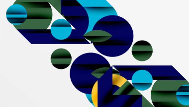 Neo memphis geometrik deseni daireler, kareler ve çizgilerle. Kapaklar, afişler, el ilanları ve posterler ve diğer şablonlar için pop sanatları soyut arka plan