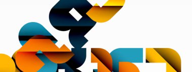 Soyut arkaplan. Siyah gölge çizgileri efektli renkli geometrik eğriler