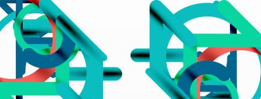 Soyut arkaplan. Çemberler ve renkli yuvarlak çizgiler. Doğrusal geometrik minimal tasarım