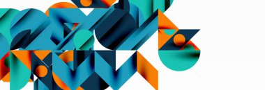 Renkli daireler, çizgiler, oklar, üçgenler ve diğer geometrik şekiller. Duvar Kağıdı, Sancak, Arkaplan, Kart, Kitap İllüstrasyonu, İniş Sayfası