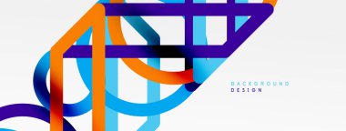 Soyut arkaplan - çizgilerden oluşan renkli geometrik şekiller. Teknoloji veya iş dijital şablonu