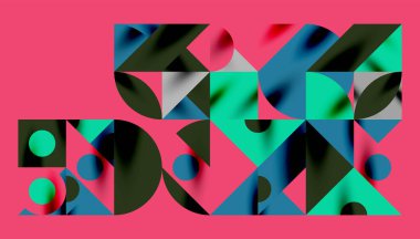 Neo memphis geometrik deseni daireler, kareler ve çizgilerle. Kapaklar, afişler, el ilanları ve posterler ve diğer şablonlar için pop sanatları soyut arka plan