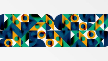 Renkli üçgenler kare geometrik tasarımı daire içine alır. Duvar kağıdı, afiş, arkaplan, kart, kitap illüstrasyonu, iniş sayfası için soyut arkaplan