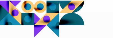 Renkli daireler, çizgiler, oklar, üçgenler ve diğer geometrik şekiller. Duvar Kağıdı, Sancak, Arkaplan, Kart, Kitap İllüstrasyonu, İniş Sayfası