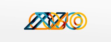 Soyut arkaplan - çizgilerden oluşan renkli geometrik şekiller. Teknoloji veya iş dijital şablonu