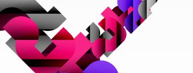 Beyaz üzerinde renkli geometrik şekiller